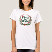 T-shirt Joyeux et brillant rouge blanc vert doux Noël (Devant)