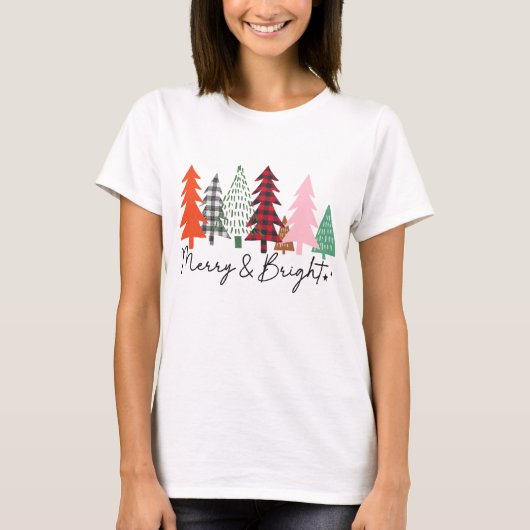 T-shirt Joyeux et brillants arbres de Noël (Devant)