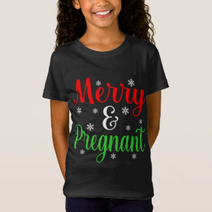T-Shirt Joyeux Et Enceinte Drôle Noël Père Noël Elf Gnome