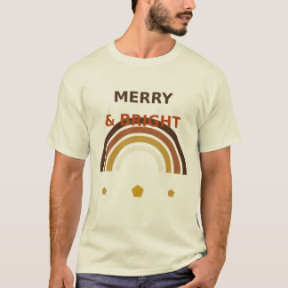 T-shirt Joyeux et Lumineux Boho Arc-en-Ciel, Noël Rétro