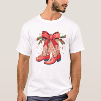 T-shirt Joyeux Et Lumineux Cowgirl Boot Christmas Western 