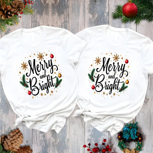T-shirt Joyeux et Lumineux Élégant Noël Fêtes