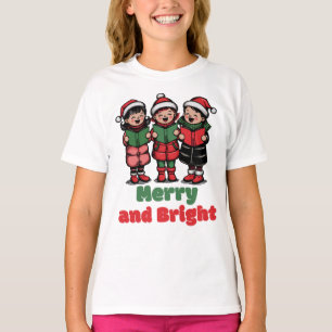 T-shirt Joyeux et lumineux, mignons enfants de Noël