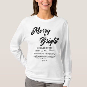 T-shirt Joyeux et lumineux Noël noir Script