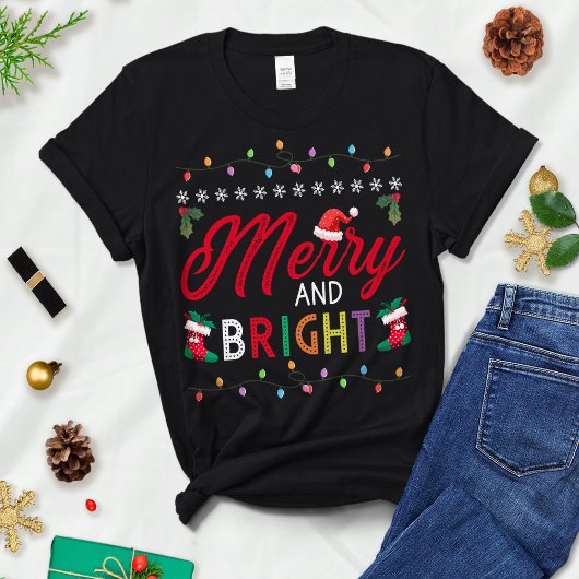 T-shirt Joyeux et lumineux - Tee de Noël - Noël en famille