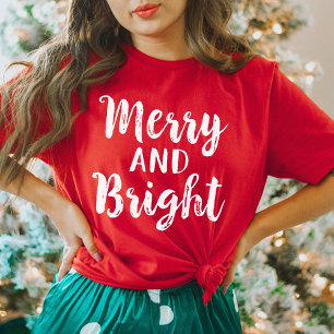 T-shirt Joyeux et rouge vif Script moderne femmes vacances