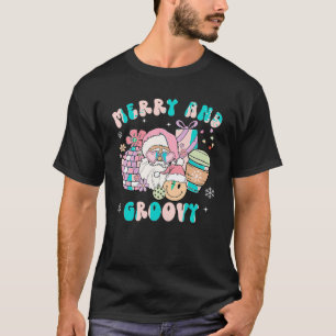 T-shirt Joyeux et Super Rose Père Noël Smile Face Retro