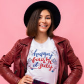 T-shirt Joyeux feu d'artifice 4 juillet Red Blue Typograph