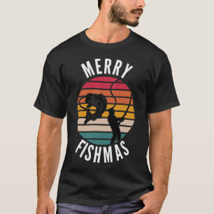 T-shirt Joyeux Fishmas Drôle de Pêcheur de Noël