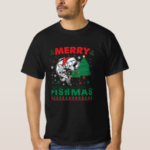 T-shirt Joyeux Fishmas Poisson Pêche Papa Pêcheur Noël