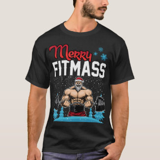 T-shirt Joyeux Fitmass Funny Père Noël Bodybuilder Fitness