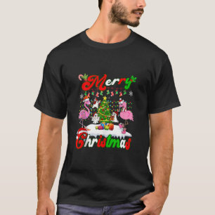 T-shirt Joyeux Flamant rose de Noël Cute Fantôme Pin Arbre