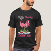 T-shirt Joyeux Flocking Noël Funny Flamant rose rose Chris (Devant)