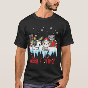 T-shirt Joyeux Fluffmas Chat Noël Funky Père Noël Xmas Rei
