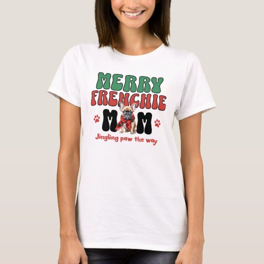 T-shirt Joyeux Frenchie Maman Noël (Devant)