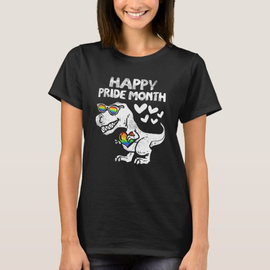 T-shirt Joyeux Gay pride LGBT Mois Trex Dinosaur Rainbow F (Devant)