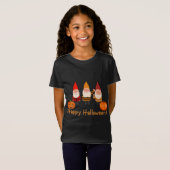 T-Shirt Joyeux Gnomes d'Halloween avec Citrouilles (Devant entier)