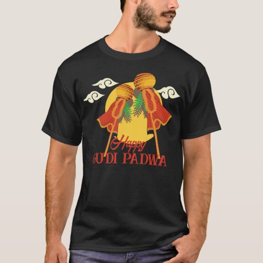 T-shirt Joyeux Gudi Padwa, levant des guides (Devant)