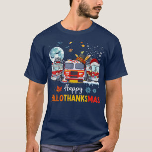 T-shirt Joyeux Hallothankmas Pompier Camion d'incendie Hal