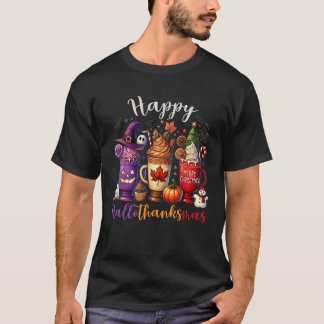 T-shirt Joyeux Hallothanksmas Amoureux du Café Halloween J