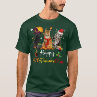T-shirt Joyeux Hallothanksmas Chats Lover Halloween Joyeux