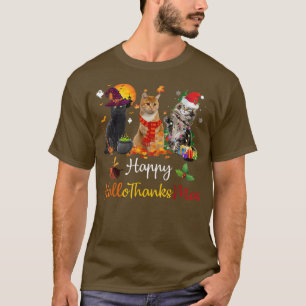T-shirt Joyeux Hallothanksmas Chats Lover Halloween Joyeux
