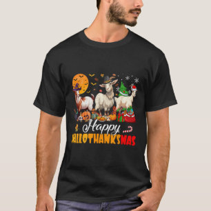 T-shirt Joyeux Hallothanksmas Chèvre Halloween Thanksgivin