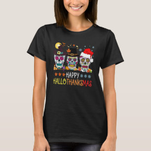 T-shirt Joyeux Hallothanksmas Crâne de Sucre Halloween Tha