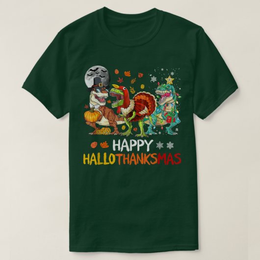 T-shirt Joyeux Hallothanksmas Dinosaur TRe Halloween Chris (Design devant)