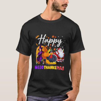 T-shirt Joyeux Hallothanksmas Drôle Halloween Thanksgiving