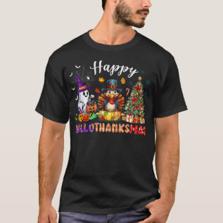 T-shirt Joyeux Hallothanksmas Drôle Halloween Thanksgiving