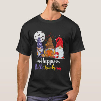T-shirt Joyeux Hallothanksmas Gnome Mignon Citrouille Père