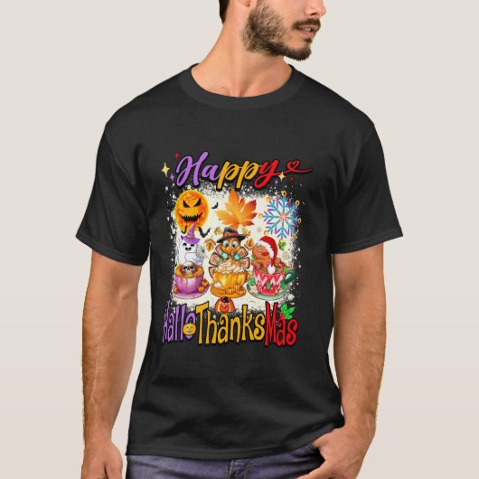 T-shirt Joyeux Hallothanksmas Halloween Thanksgiving Chris (Devant)