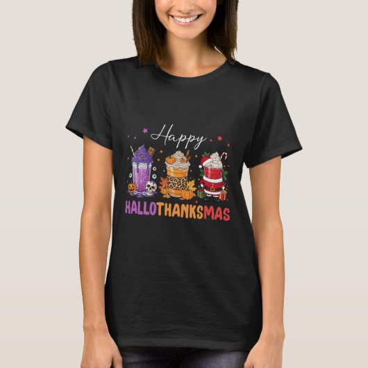 T-shirt Joyeux Hallothanksmas Halloween Thanksgiving Chris (Devant)