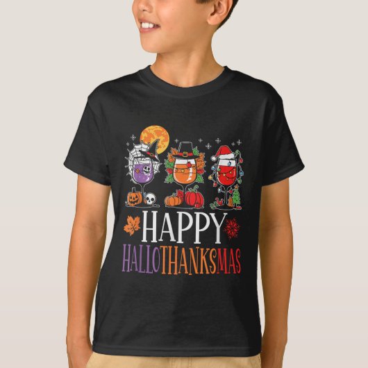 T-shirt Joyeux Hallothanksmas Halloween Thanksgiving Chris (Devant)