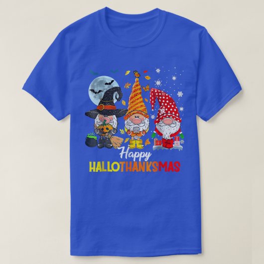 T-shirt Joyeux Hallothanksmas Halloween Thanksgiving Xmas (Design devant)