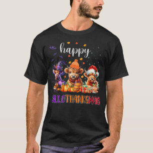 T-shirt Joyeux Hallothanksmas Highland Cow Halloween Joyeu