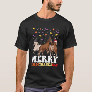 T-shirt Joyeux Hallothanksmas Horse Fanatic Holiday Saison