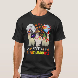 T-shirt Joyeux Hallothanksmas Llama Halloween Thanksgiving