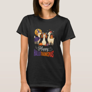 T-shirt Joyeux Hallothanksmas Llamas Halloween Thanksgivin