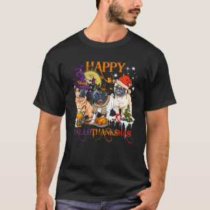 T-shirt Joyeux Hallothanksmas mignon Carlin Halloween Than