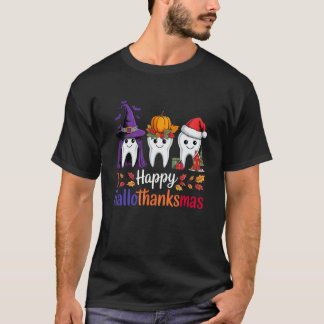 T-shirt Joyeux Hallothanksmas Mignon Dentaire Halloween Th