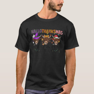 T-shirt Joyeux Hallothanksmas Vache Halloween Thanksgiving