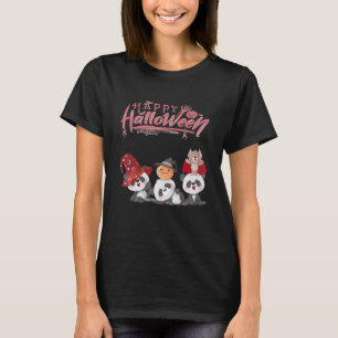 T-shirt Joyeux Halloween Avec Trois Petites Ours De Panda