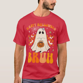 T-shirt Joyeux Halloween Bruh Ghost Citrouille Candy Trick