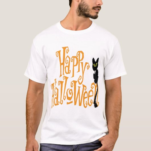 T-SHIRT JOYEUX HALLOWEEN CHAT (Devant)