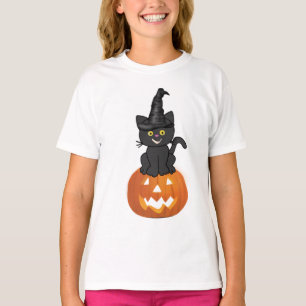 T-shirt joyeux Halloween chatte et citrouille