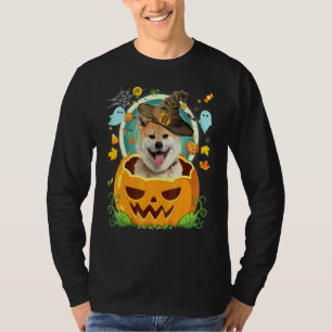 T-shirt Joyeux Halloween Citrouille Akita Inu Chien Sorciè