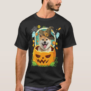 T-shirt Joyeux Halloween Citrouille Akita Inu Chien Sorciè
