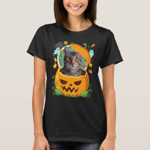 T-shirt Joyeux Halloween Citrouille Chat Américain à Poil